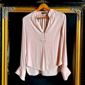 David Lerner Pale Pink Snap V Blouse